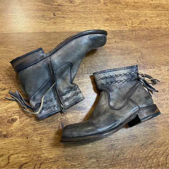 Bed Stu Craven Fringe Gray Leather Bootie Size 10 - Picture 4 of 11